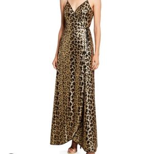 Animal print leopard sequin wrap gown